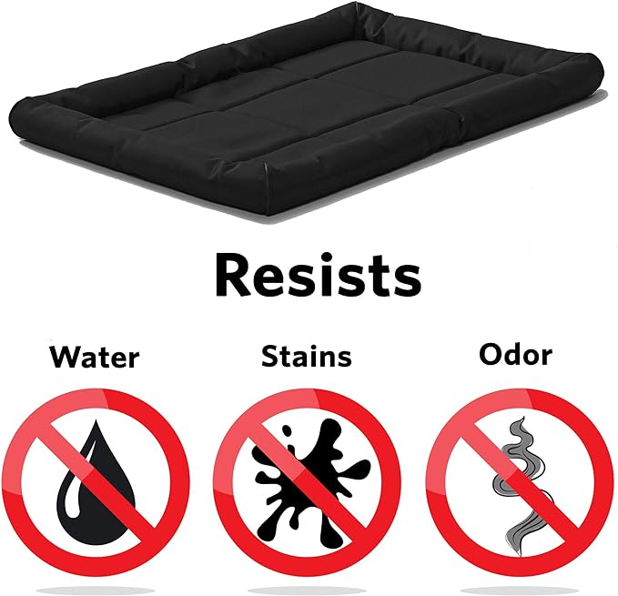 MidWest Homes for Pets Small QuietTime MAXX Ultra-Rugged Dog Bed, Water & Odor Resistant, Bolstered Edge, Non-Slip Bottom, Fits 24-inch Crates, Black