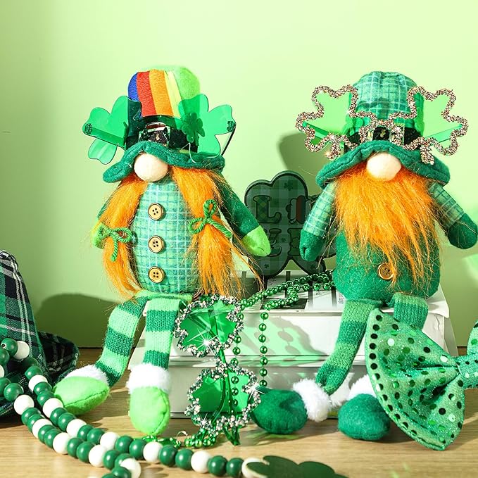 St. Patrick's Day Dog Sunglasses with Adjustable Strap, Green Shamrock Pet Glasses Accessory for Medium Large Dogs Cats, Irish Festival Parade Costume & Photo Prop(4 Leaf Clover)