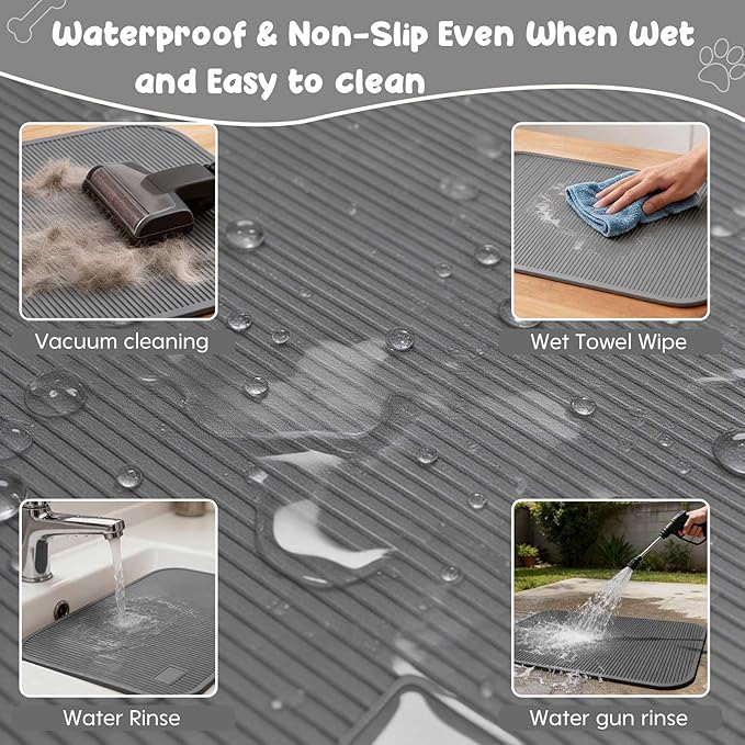 Dog Grooming Table Mat Pad Non Slip，Silicone Durable Premium Non-Slip Dog Bath Mat，Slip Mat - Bathing Mat for Pets，22.45inchX15.75inch (Dark Grey)