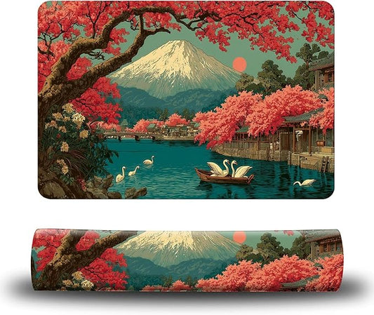 Dog Food Mat, 19.6" x 23.6" Absorbent Pet Feeding Mat for Food and Water, Waterproof Diatom Mud Pet Placemat with Non-Slip Rubber Backing, Cat Bowl Mat for Floors - Flowering Cherry Blossoms