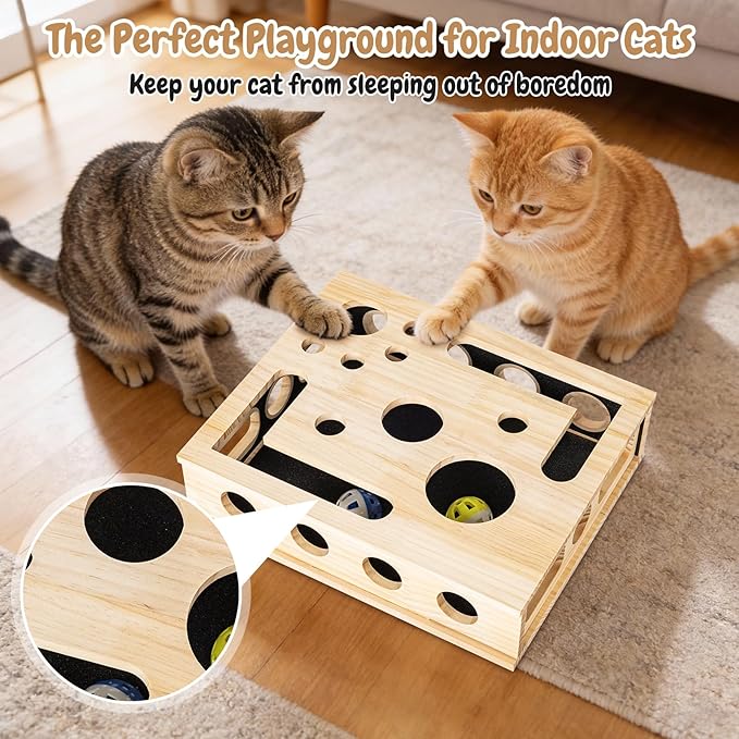 2026 New Cat Nail File Enrichment Box, Cat Scratch Puzzle Enrichment Box with Sandpaper Inside, Fun Cats Indoor Scratching for Boxes Game - Stress Free Alternative to Clippers&Grinders for Indoor Cats