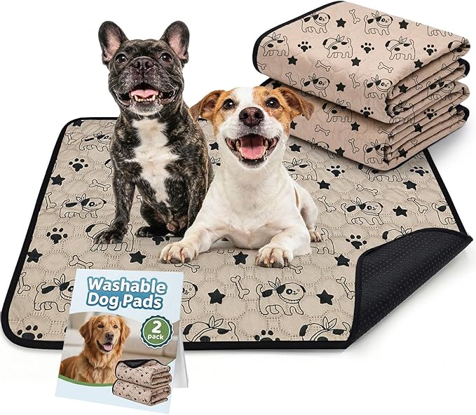 BAEJMJK Washable Dog Pee Pads 4-Layer Super Absorbent Puppy Training Pads Waterproof Non-Slip Leak-Proof Reusable Mats for Potty, Crate, Playpen & Travel(20"x28",Coffee 2-Pack)