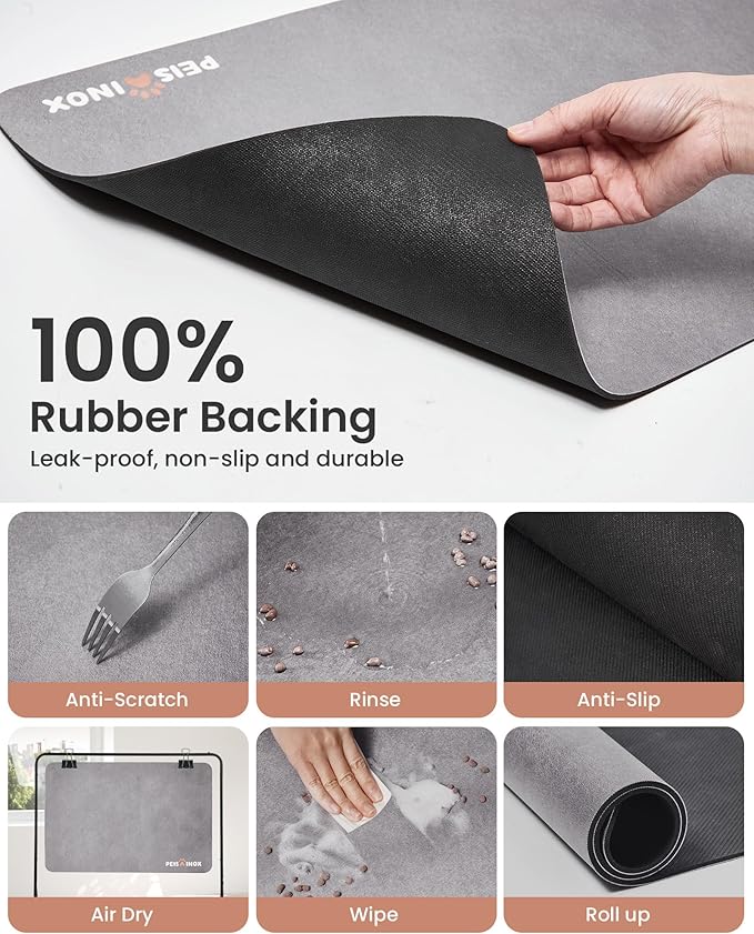 PEISAINOX Cat Dog Food Mat, Rapid Water Absorption Dog Mat for Food and Water,100% Waterproof Cat Dog Bowl Mat, Pet Food Mat for Messy Drinkers to Protect Floors, Pet Accessories Supplies