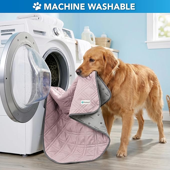 PetAmi Dog Cooling Mat, Waterproof Self Cooling Dog Pad with Non-Slip Backing, Q-Max >4.0 Pet Cooling Mat for Crate, Couch, Kennel & Car, Indoor Outdoor Summer Use, Pink, 29x40