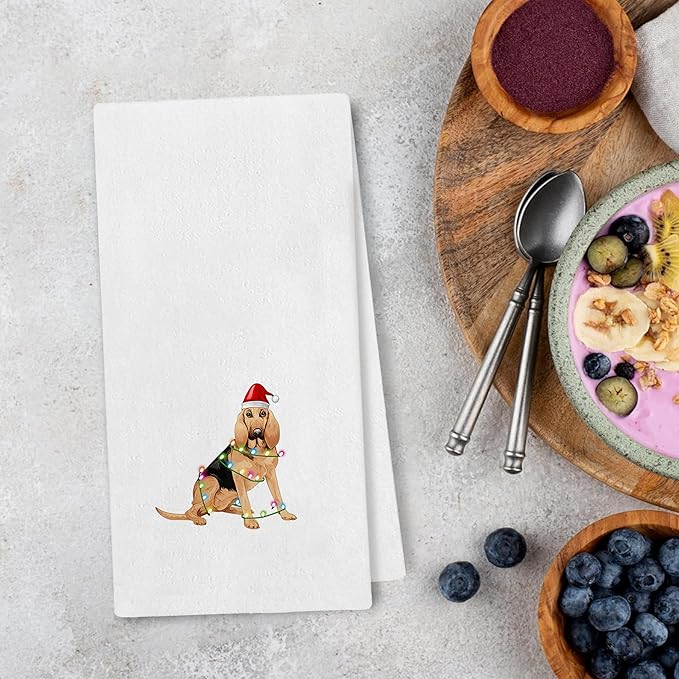 Bloodhound Christmas Kitchen Towels - Funny Christmas Dog Decor, Bloodhound Lovers Gifts, Navidad Dog Hand Towels Dishcloth for Kitchen Bathroom Decorative, 16x24 Inch