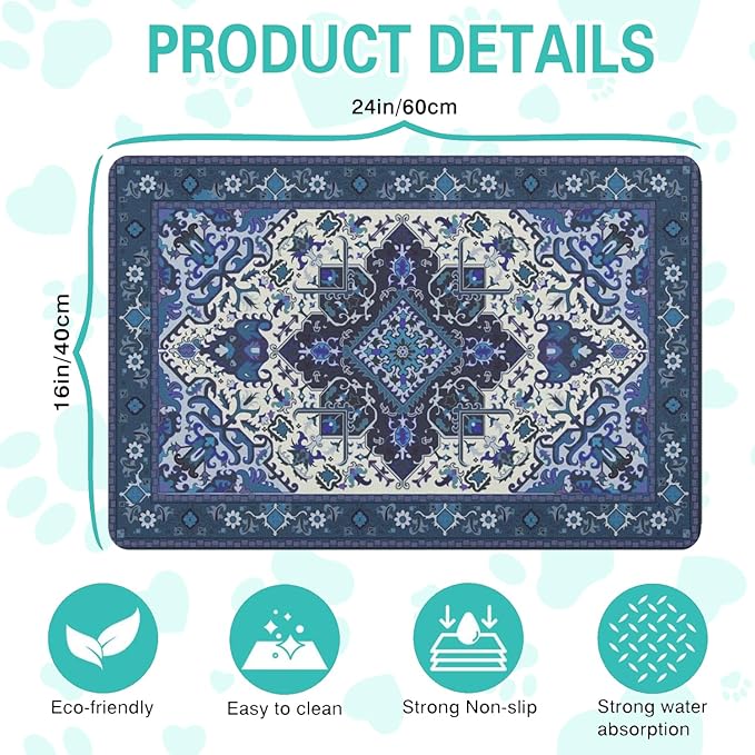 Pet Feeding Mat for Floors Waterproof Dog Mat for Food and Water Absorbent Quick Dry Non Slip mat for Cat Bowls