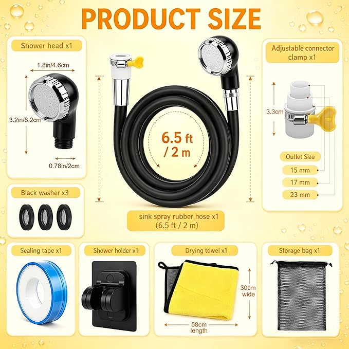 Windspeed 6.5Ft Slip On Tub Hose for Dogs Bathtub Faucet Attachment for Dog Washing Hose Tub Attachment for Pet Puppy Cat Washing Cleaning, Suitable for 0.6-0.9 inch Faucets