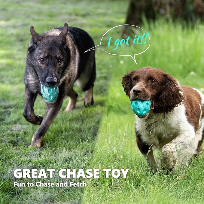EASTBLUE Squeaky Dog Toys for Aggressive Chewers: Rubber Puppy Chew Ball with Squeaker (Teal)