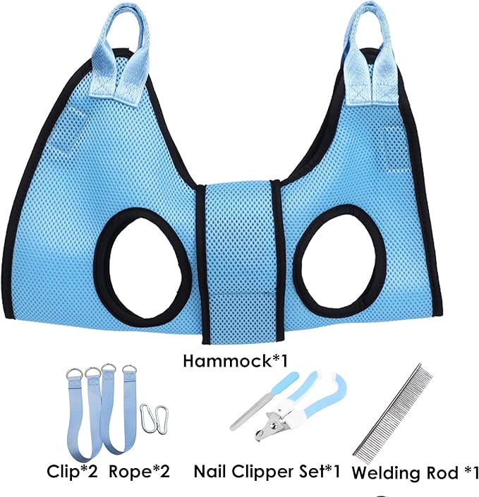 Dog Grooming Hammock, Helpful Hammock for Nail Trim, Restraint Sling for Nail Clipping, Grooming Hammock for Dog Pet to Nail Trimming (Light Blue, M)