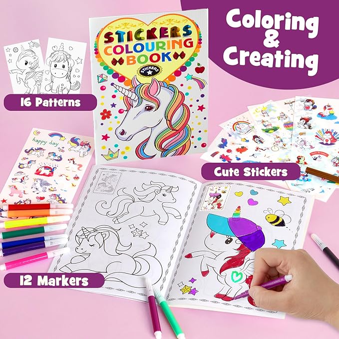 G.C Interactive Walking Unicorn Toys for Girls age 4-6, Electric Unicorn Plush with Bag & Coloring Book & Groom Accessories, Pretend Play Pet Care Kit Toddler Girl Christmas Birthday Gift 3 4 5 6 Year