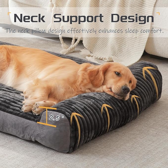 Dog Beds for Giant Large Dogs Breeds,Sofa Dog Bed with Pillow for Crate Kennel, Super Soft Pet Bed for Support Bolster, Comfortable Pet Couch Bed & Non-Slip Bottom