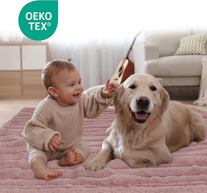 Waterproof Pet Blanket for Large Dogs & Cats - Reversible Calming Plush, Washable Furniture Cover for Couch, Bed, Car Seat, Blocks Leaks, Stains & Pet Fur (Pink, 50"x60")