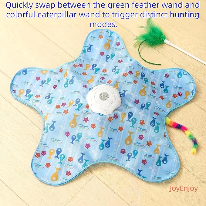 Hide and Seek Interactive Cat Toy, 5-Hole Motion Activated Bird Sound USB Rechargeable Puzzle Toy, Automatic Mental Stimulation for Indoor Cats & Multi-Cat Play (Graffiti Cover)