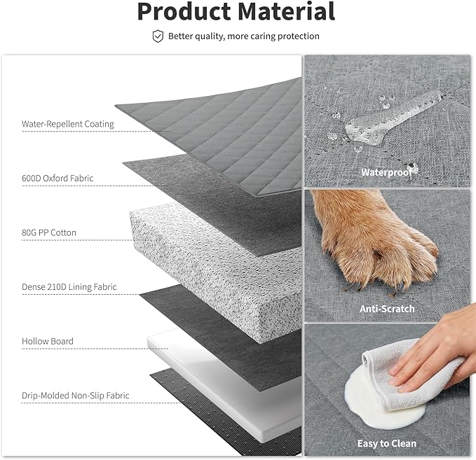 HOTEAGLE Dog Car Seat Cover with 3 Separate Hard Bottom Plates, Ideal for Car/SUV/Small Trucks, Car Seat Covers for Dogs Holds 400lbs, Grey