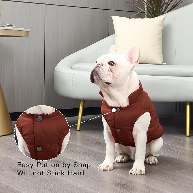 JoyDaog 2 Layers Fleece Lined Warm Dog Jacket for Winter Cold Weather,Soft Windproof Large Dog Coat,Brown XXL