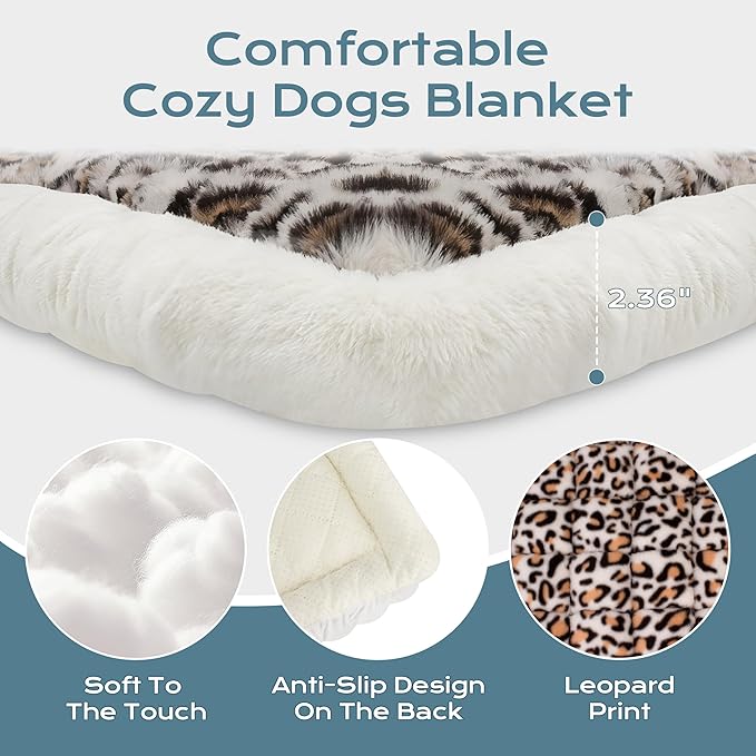 Backseat Dog Bed Mat for Car, Dog Car Seat Cover for Back Seat, Pet Car Blanket Soft and Comfortable, Bottom Non-Slip, Washable Travel Pet Mat for Cars Trucks and SUVs (Leopard Print, 53" x 24")