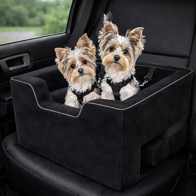 Pet Gear Lookout Booster Car Seat, Removable Comfort Pillow, Safety Tether Included, Installs in Seconds, No Tools Required, Large - 22", Dark Black