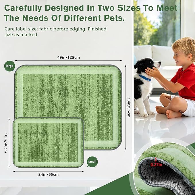 Washable Pee Pads for Dogs and Cats, 2 Pack Absorbent Thick Reusable Training Dog Pet Puppy Pads, Waterproof & Non-Slip Whelping Pads for Potty Training, Whelping, Playpen, Crate, Prevents Leakage