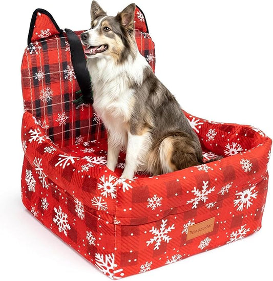 Dog Booster Car Seats for S/M Dogs Up to 35lbs,Pet Car Seat/Travel Bed with Washable&Removable Cover,Storage Pockets,Dog Safety Belt and Elevated Cushion Fits in Front/Back Seat