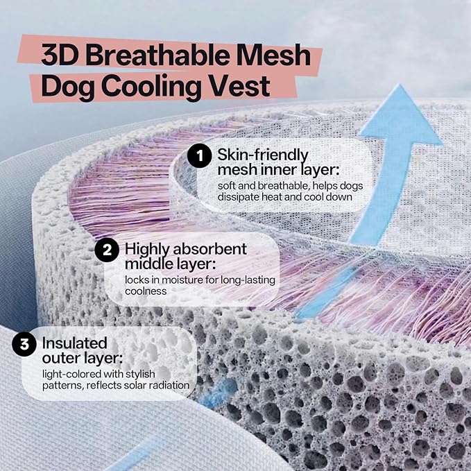 DORA BRIDAL Dog Cooling Vest for Summer, Lightweight Breathable Mesh Cooling Jacket with Harness, Soft Pet Cooler Shirt for Large Dogs, UV Protection for Beach Hiking Walking -L, Pink