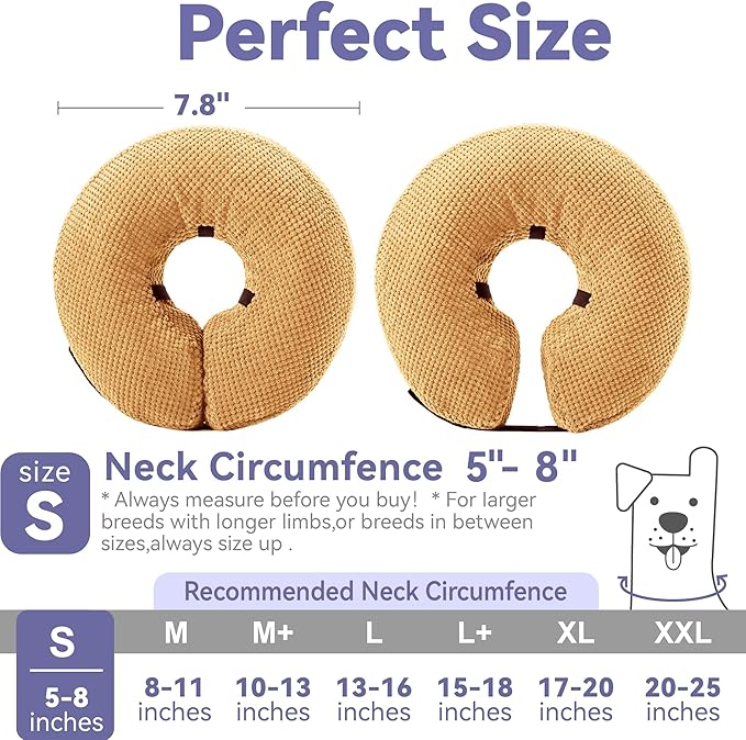 Loflaze Inflatable Dog Cone Collar - Dog Neck Donut Cone Collar Alternative After Surgery - Soft Cone for Large Medium Small Dogs Cats - Alternative Recovery E Collar (Yello, S)