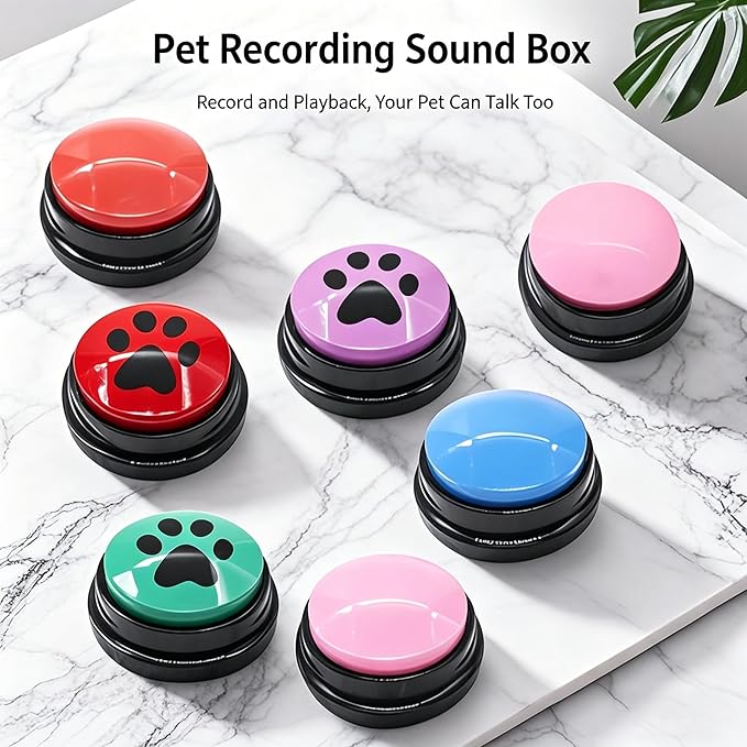 Dog Talking Buttons for Communication, Recordable Pet Training Buzzers with 30 Seconds Voice Recording, Interactive Dog Speech Buttons for Puppy Learning, Communication & IQ Training Toys (light blue)