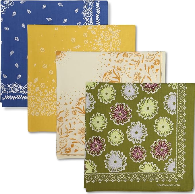 The Peacock Crew Premium Soft Cotton Bandanas Pack for Men and Women Paisley 22 x 22 inches