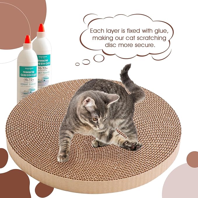 Round Cat Scratcher Refill 10 inch Diameter 7/8 Inch Thickness Circle Cardboard Cat Scratcher Replacement Pads Cat Scratching Boardcat Scratcher Pad for Indoor，4 PCS