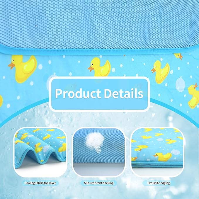 DELIFUR Dog Cooling Mat- Pet Cooling Mat Outdoor for Dogs Self Cooling Pad for Puppy Small Medium Dog Machine Washable (Large, Blue Duck)