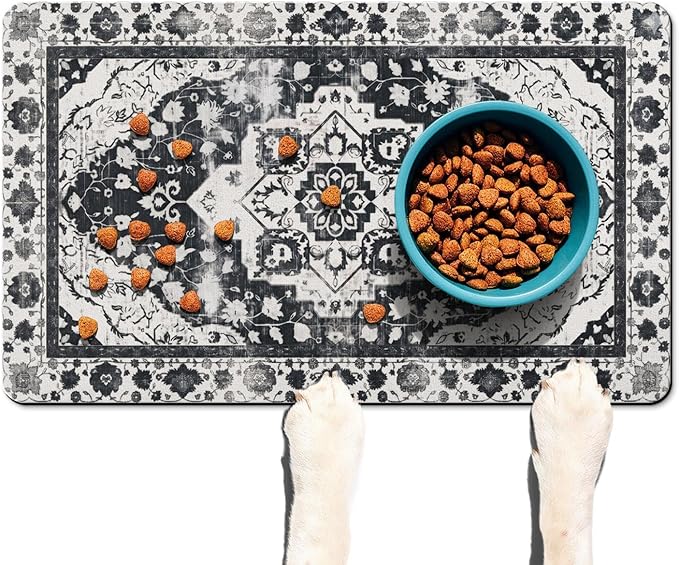 Absorbent Pet Dog Bowl Mat for Food and Water, Pet Cat Food Feeding Mat with Non Slip Rubber Backing, Dog Food Mats for Floors Waterproof, 24"x32"