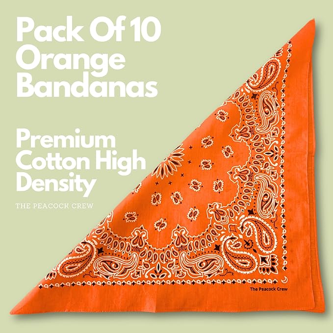 The Peacock Crew Premium Soft Cotton Bandanas Pack for Men and Women Paisley 22 x 22 inches
