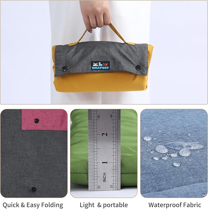 Outdoor Foldable Dog Mat Durable Teflon-Coated Oxford Material Waterproof Thin Dog pad Travel-Friendly Machine Washable Design for Camping/Car (Dark Grey, Medium (39.4 * 28.3 * 1.57 in))