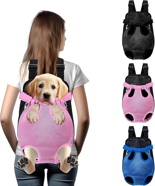 Hands-Free Pet Carrier Backpack for Dogs and Cats - Comfortable Adjustable Legs Carrier - Easy-Fit Design - Perfect for Traveling, Hiking and Camping - Small and Medium Pets (Pink, X-Large)