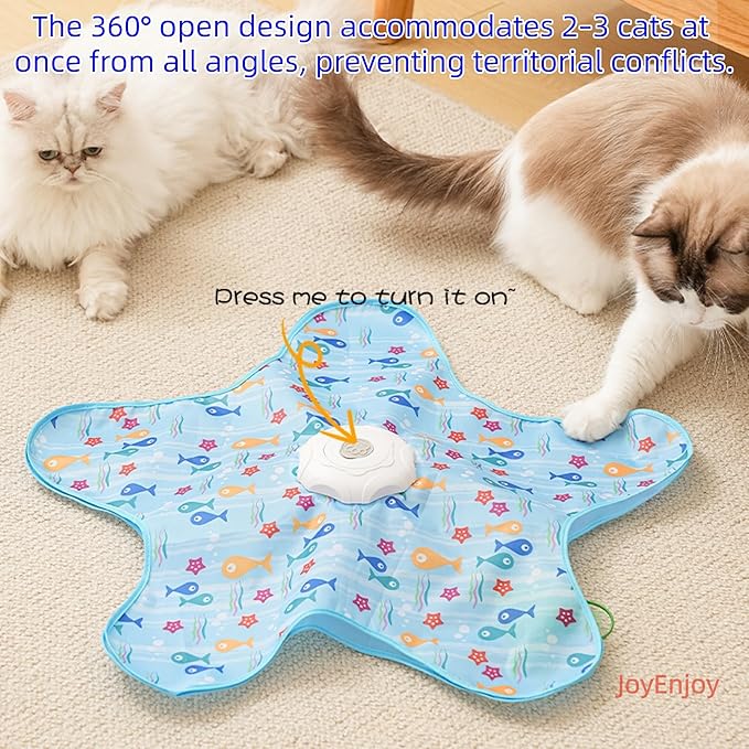 Hide and Seek Interactive Cat Toy, 5-Hole Motion Activated Bird Sound USB Rechargeable Puzzle Toy, Automatic Mental Stimulation for Indoor Cats & Multi-Cat Play (Graffiti Cover)