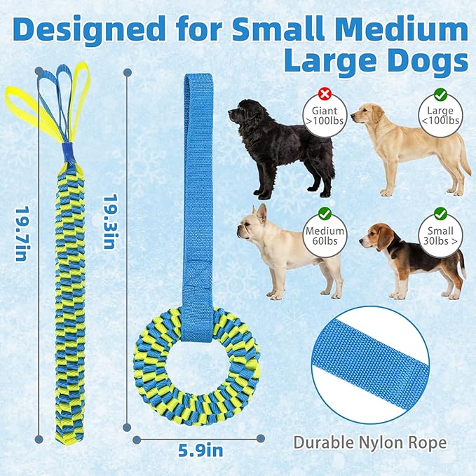 Floating Pool Dog Toys for Water Fetch, Durable Tug Of War Dog Chew Toys for Small Medium Large Dogs, Interactive Outdoor Summer Essentials for Lake Beach Dummy Retrieving Bumper Training 2 Pack