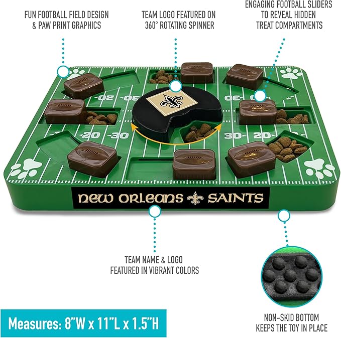 Pets First NFL New Orleans Saints Puzzle Toy, Puzzle Treat Dog Toy, Interactive Dog Treat Toy, Dog Puzzle