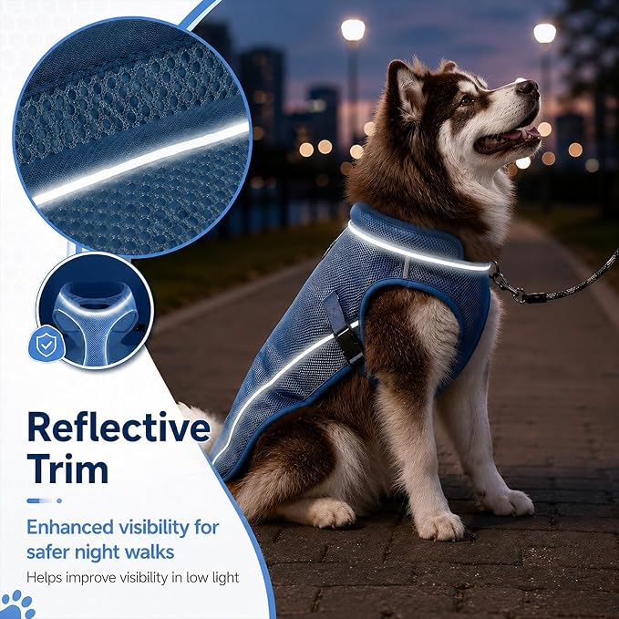 Dog Cooling Vest, Evaporative Cooling Dog Jacket with UV Protection, Lightweight Breathable Mesh Dog Cooling Shirt, Summer Heat Relief Gear with Adjustable Buckles for Hot Weather Walking & Hiking