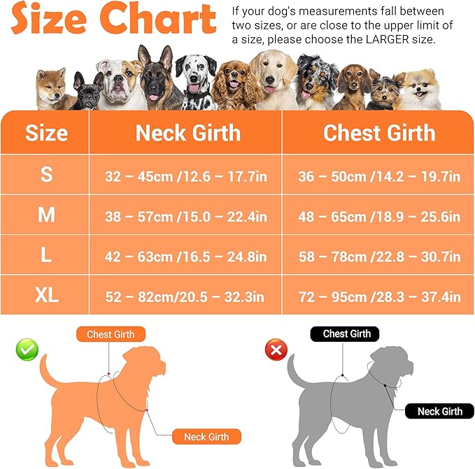Funfox Dog Harness No Pull, Adjustable Pet Vest Harness, Super Soft Material with Vertical Handle Easy Control, Reflective Night Walking, 2 Leash Clips for Large Dogs, Orange, L