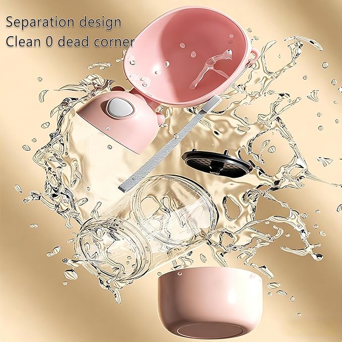 2-in-1 Dog Water Bottle, 400ML Water + 200ML Food Leak-Proof Pet Travel Water Dispenser with Detachable Bowl, BPA-Free Portable Dog Water Bottle for Walking, Hiking, Travel (Pink)