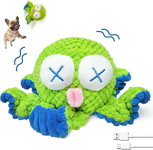 GUKCO Interactive Octopus Dog Toys – Rechargeable Dog Squeaky Toy with Bouncing Ball, Music, Recording & Silent Modes – Moving Toys to Keep Dogs Busy for Small, Medium & Large Breeds