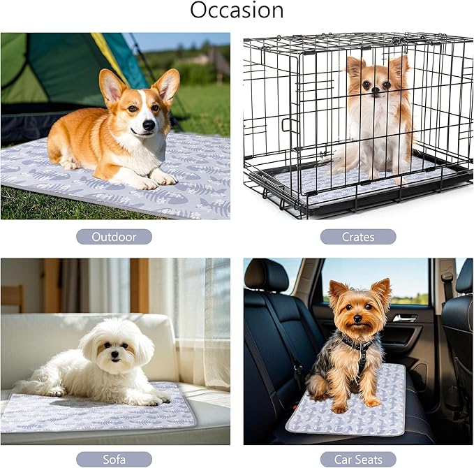 DELIFUR Cat Cooling Mat- Pet Cooling Mat Outdoor for Dogs Self Cooling Pad for Kitten Cat Puppy Machine Washable (Small, Grey Fishbone)