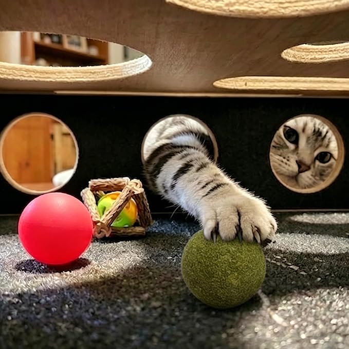 Cat Scratch Puzzle Enrichment Box: Stress-Free Alternative to Painful Trimming, Wooden Glowing Cat Nail File Scratching Box with Pre-Applied Sandpaper for Indoor Cats