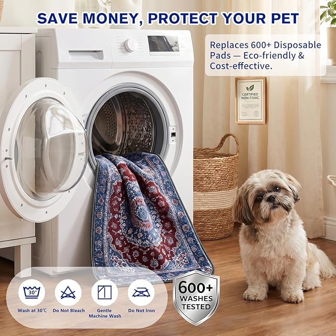 Washable Pee Pads for Dogs and Cats, 2 Pack Absorbent Thick Reusable Training Dog Pet Puppy Pads, Waterproof & Non-Slip Whelping Pads for Potty Training, Whelping, Playpen, Crate, Prevents Leakage