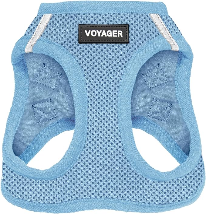 Best Pet Supplies Voyager Step-in Air Harness - All Weather Mesh, Reflective, No Pull Harness for Dogs, Cats - Secure with Hook & Loop Fastener, Buckle, Double D-Rings - Baby Blue, XS