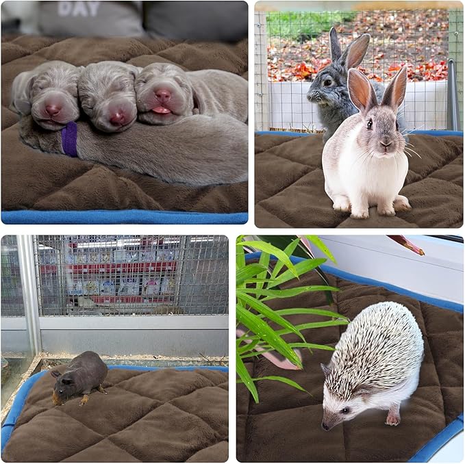 Lasuroa 2pcs Self Heating Pet Mat, 16x20 Inch Warm Cat Bed Mat, Non Skid Thermal Pads for Puppy Rabbit in Winter (Brown)