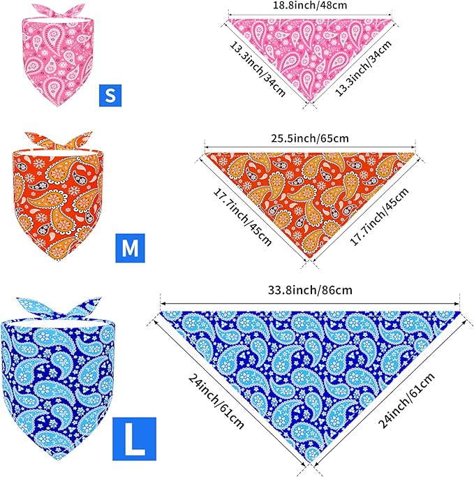 PET SHOW 50 Pack Small Paisley Dog Bandanas Bulk Dog Scarves Puppy Floral Bibs Kerchief Set for Medium Dogs Girl Boy Pet Holiday Party Grooming Accessories