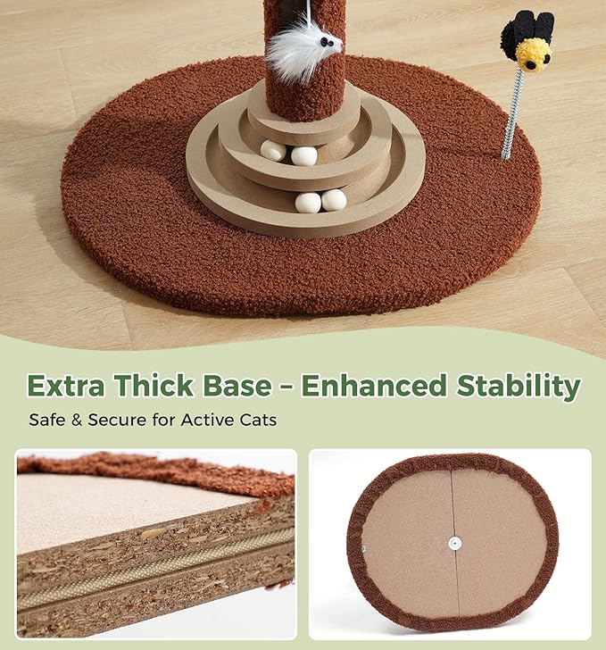 Made4Pets 27" Tall Cat Scratching Post with Sisal Rope, Interactive Hanging Balls, Toy Mouse and Two-Layer Ball Track Kitten Toys, Palm Tree Cat Scratcher Tower for Indoor Cats and Kittens