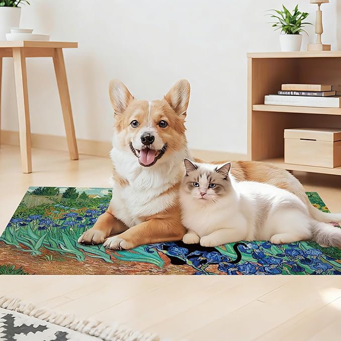Black Cat Pet Feeding Mat, Absorbent Dog/Cat Food Mat for Food and Water Bowl, Non-Slip Quick Dry Pet Placemat Floor Protector for Messy Drinkers(17 x 30 in)