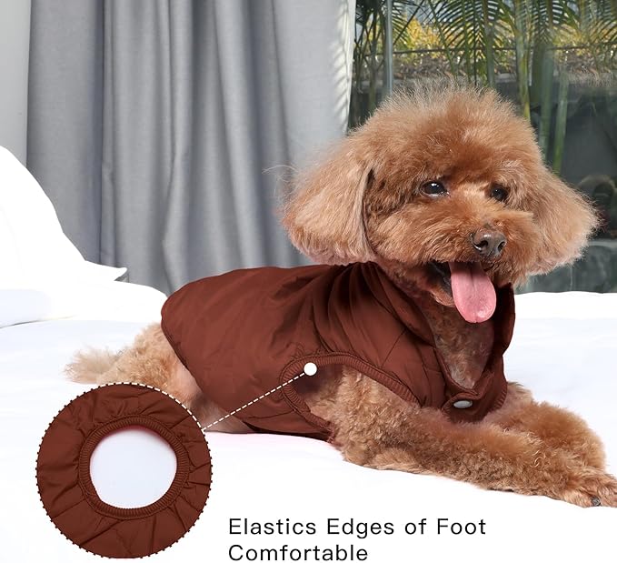 JoyDaog 2 Layers Fleece Lined Warm Dog Jacket for Winter Cold Weather,Soft Windproof Medium Dog Coat,Brown L