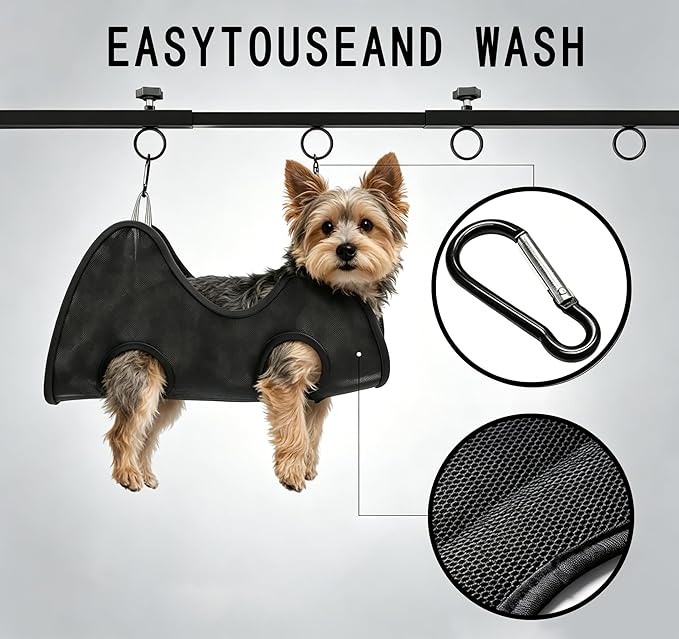 Dog Grooming Table Arm with Hammock 42'' Height, 27''39'' Width, Clamp Fits up to 2.76'', with Hammock & 2 Nooses Portable Pet Grooming Station for Nail Trimming, Cats & Dogs at Home
